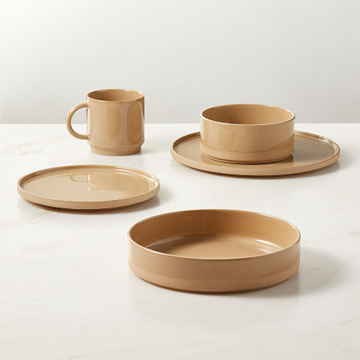 Darra 4-Piece Natural Recycled Stoneware Dinnerware Set