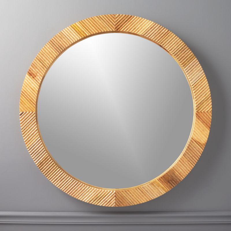 Round Mirrors Cb2 Darron Round Wood Mirror 36