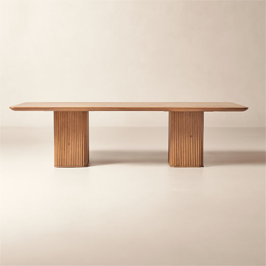 Davison Rectangular Fluted Warm Oak Dining Table (85" - 108")