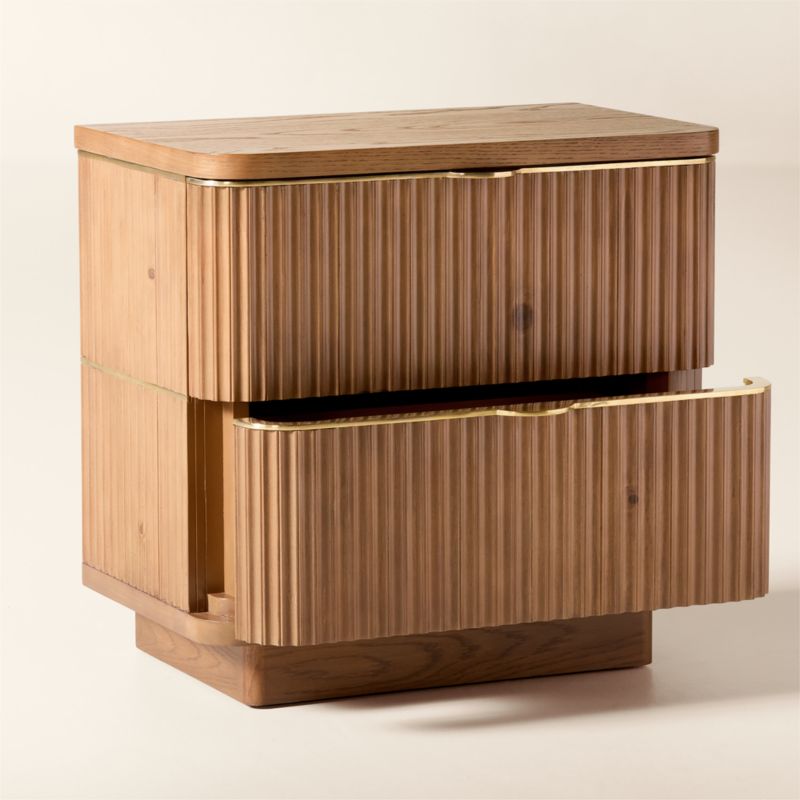Davison 2-Drawer Fluted Oak Nightstand