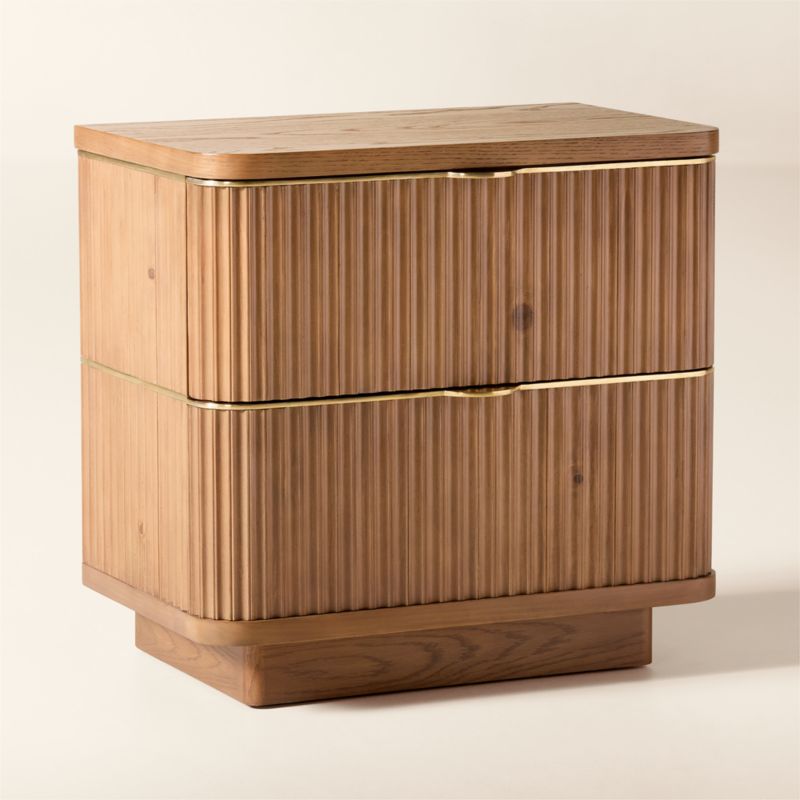 Davison 2-Drawer Fluted Oak Nightstand