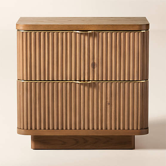 Davison 2-Drawer Fluted Warm Oak Nightstand