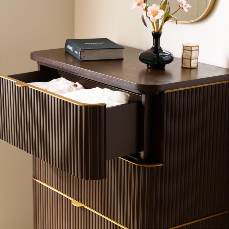 Davison 35" Fluted Dark Oak Tall Dresser - image 6 of 7