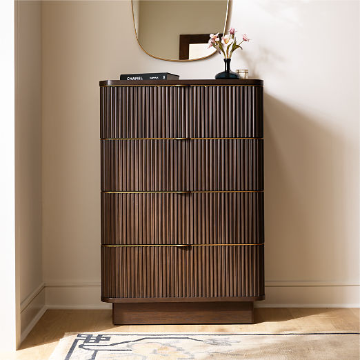 Davison 35" Fluted Dark Oak Tall Dresser