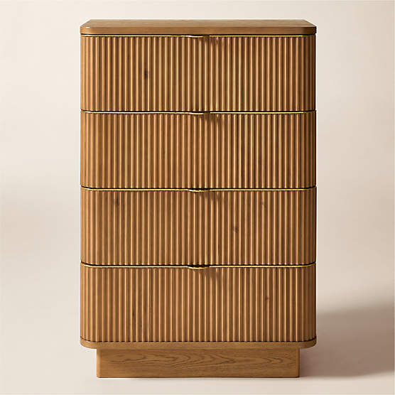 Davison 35" Fluted Warm Oak Tall Dresser