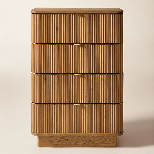 Davison 35" Fluted Warm Oak Tall Dresser