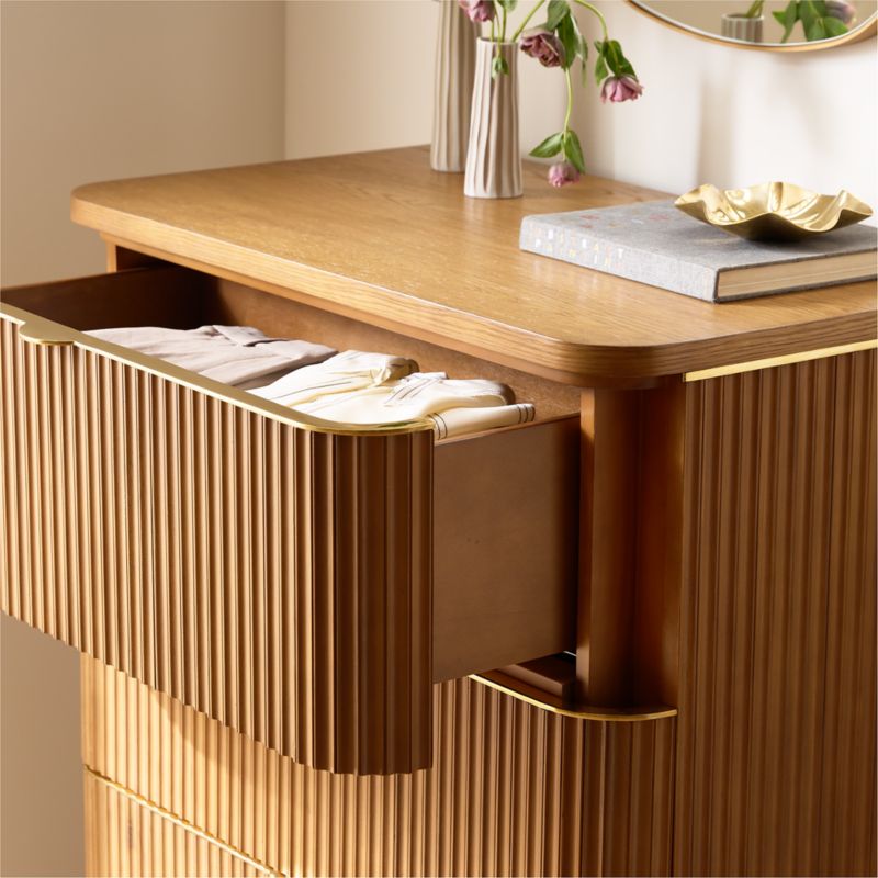Davison 35" Fluted Warm Oak Tall Dresser - image 6 of 8