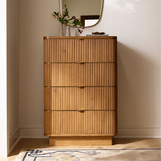 Davison 35" Fluted Warm Oak Tall Dresser
