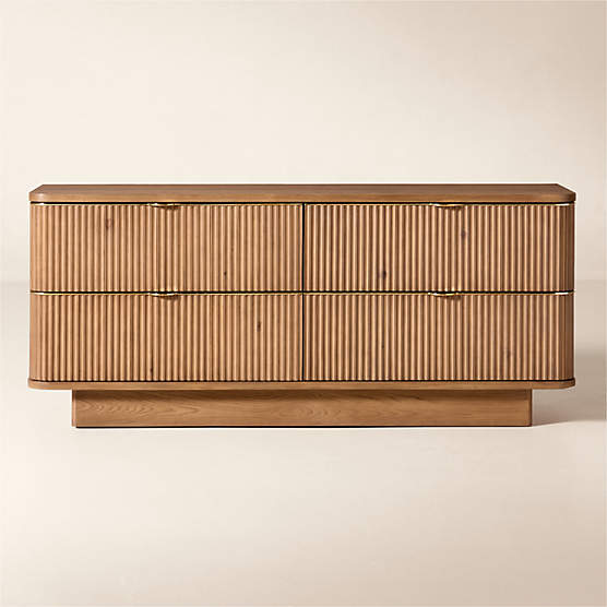 Davison 69" Fluted Warm Oak 4-Drawer Dresser