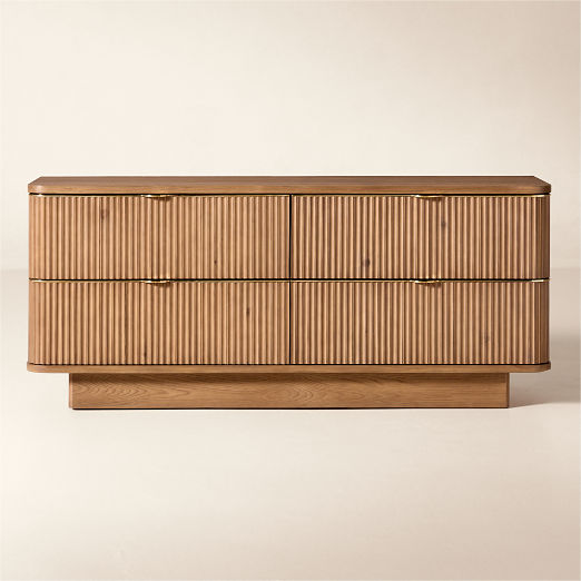 Davison 4-Drawer Fluted Warm Oak Dresser