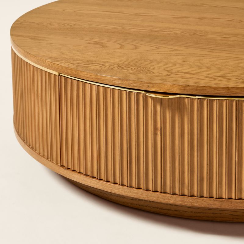 Davison 50" Round Fluted Oak Coffee Table - image 6 of 9