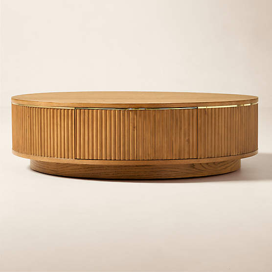 Davison 50" Round Fluted Oak Coffee Table