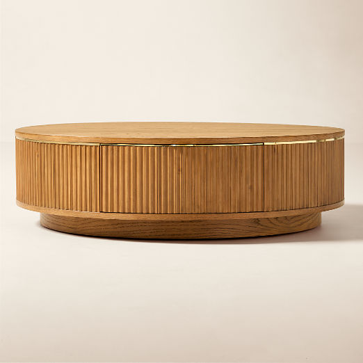 Davison 50" Round Fluted Oak Coffee Table