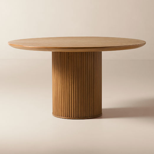 Davison 55" Round Fluted Warm Oak Dining Table