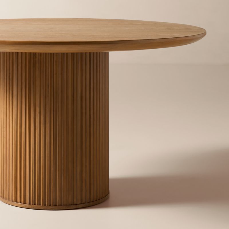 Davison 55" Round Fluted Oak Dining Table - image 1 of 4