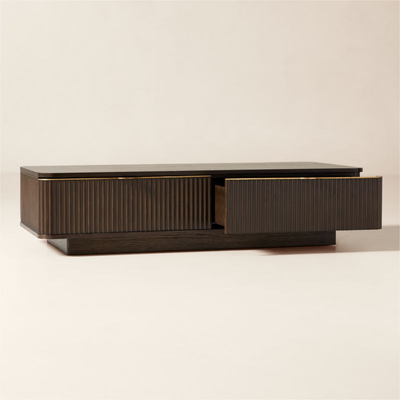 Davison 60" Rectangular Fluted Dark Oak Coffee Table - image 4 of 8