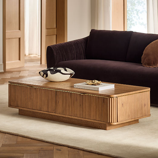 Davison 60" Rectangular Fluted Oak Coffee Table