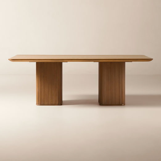 Davison 85" Rectangular Fluted Warm Oak Dining Table