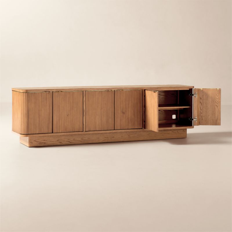 Davison 93" Fluted Oak Media Console - image 4 of 10