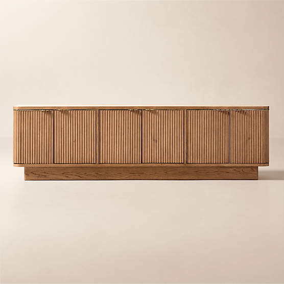 Davison 93" Fluted Warm Oak Media Console