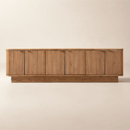 Davison Fluted Warm Oak Media Console (60" - 93")