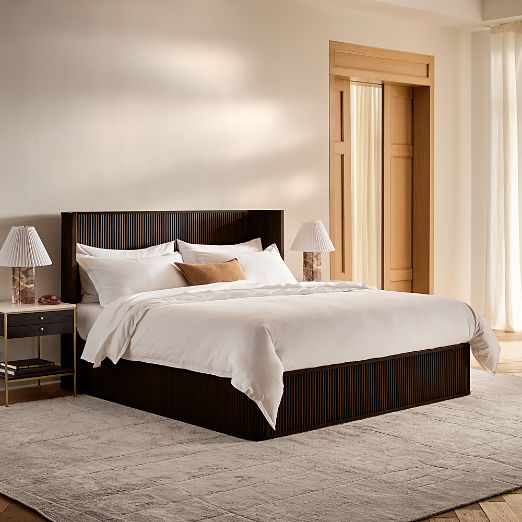 Davison Fluted Dark Brown Wood King Bed