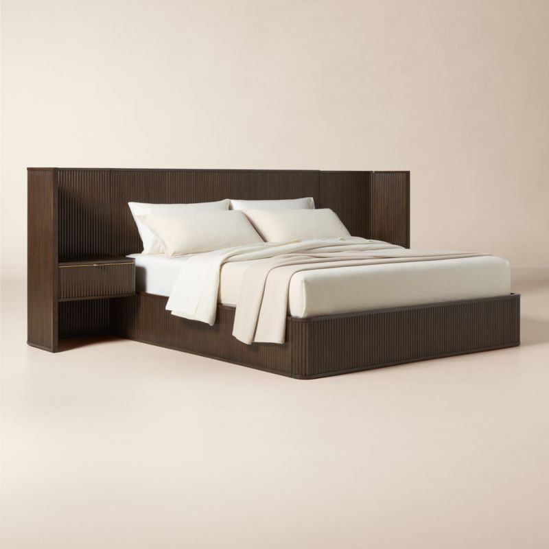 Davison Fluted Dark Brown Wood King Bed with Nightstands - image 3 of 8