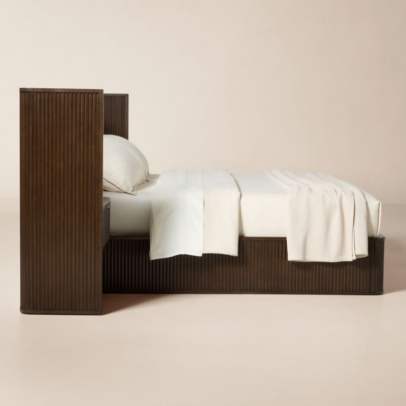 Davison Fluted Dark Brown Wood King Bed with Nightstands - image 4 of 8