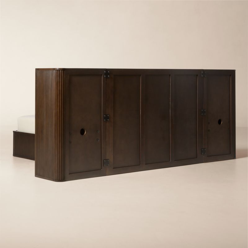 Davison Fluted Dark Brown Wood Queen Bed with Nightstands - image 5 of 8