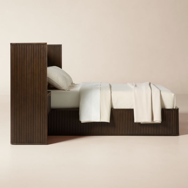 Davison Fluted Dark Brown Wood Queen Bed with Nightstands - image 4 of 8