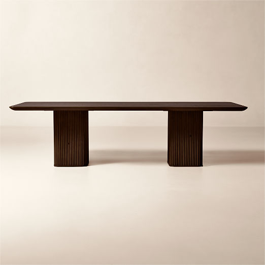 Davison Rectangular Fluted Dark Oak Dining Table (85" - 108")