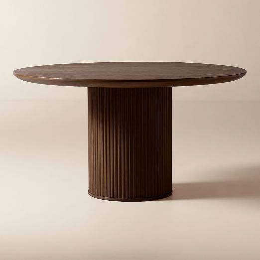 Davison 55" Round Fluted Dark Oak Dining Table