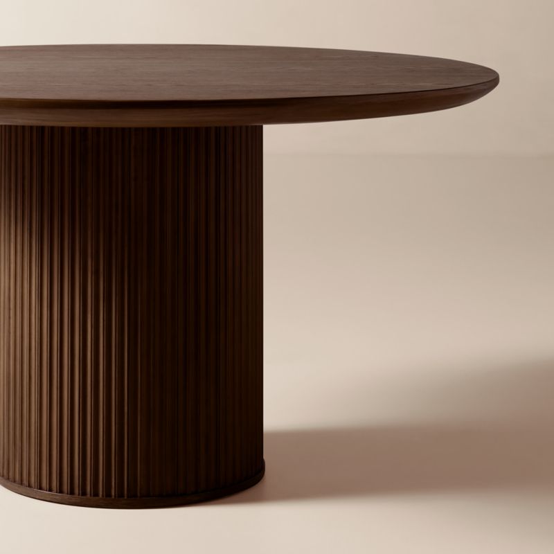 Davison 55" Round Fluted Dark Oak Dining Table - image 3 of 6