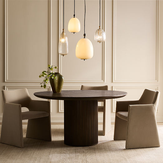 Davison 55" Round Fluted Dark Oak Dining Table