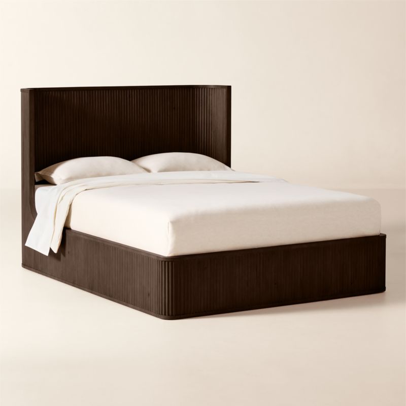 Davison Fluted Dark Brown Wood Queen Bed - image 2 of 7