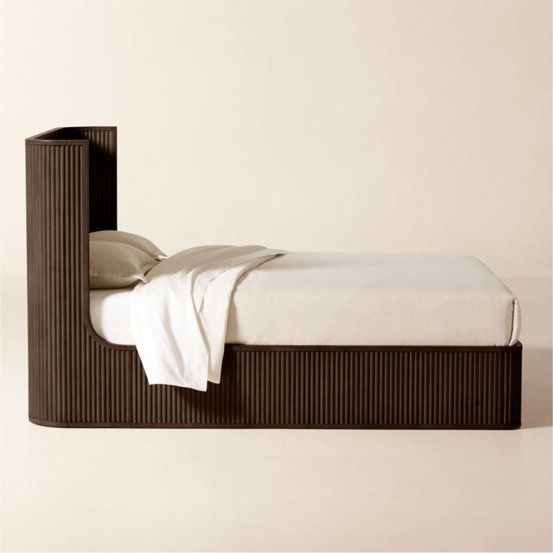 Davison Fluted Dark Brown Wood Queen Bed - image 3 of 7