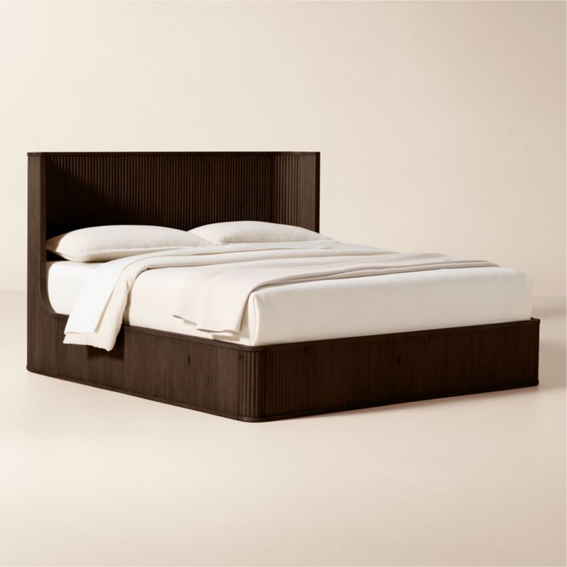 Davison Fluted Dark Brown Wood King Bed - image 2 of 7