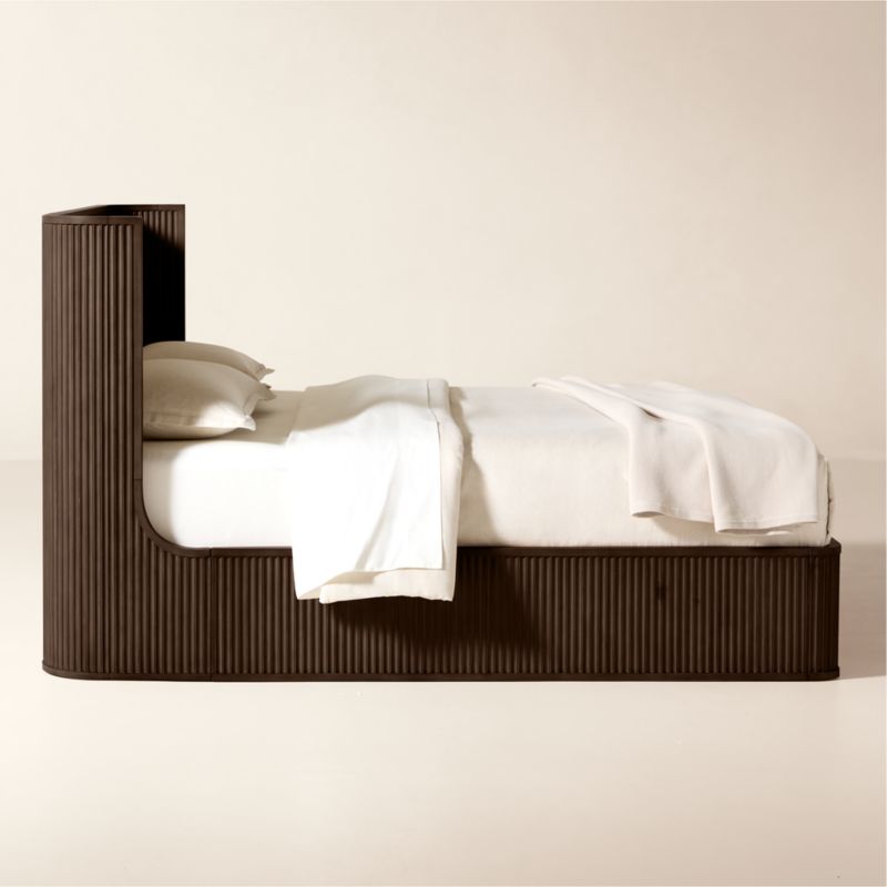 Davison Fluted Dark Brown Wood King Bed - image 3 of 7
