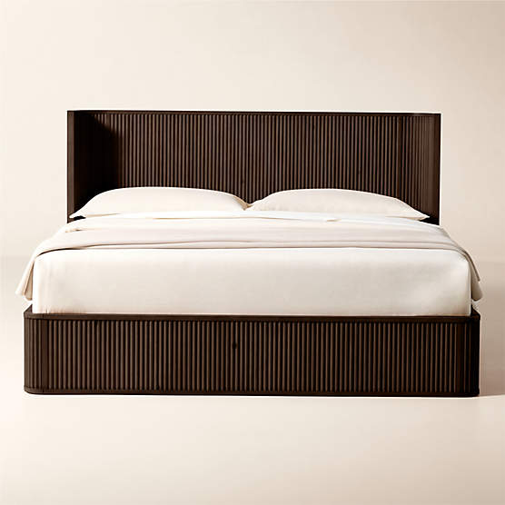 Davison Fluted Dark Brown Wood King Bed