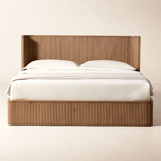 Davison Fluted Warm Brown Wood Bed