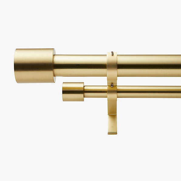 Brass Curtain Rods And Hardware Cb2, Gold Double Curtain Rod