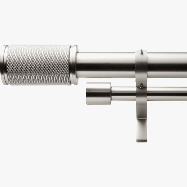 Brushed Nickel Amp Finial Double Rod Curtain Rod Set 88"120" + Reviews