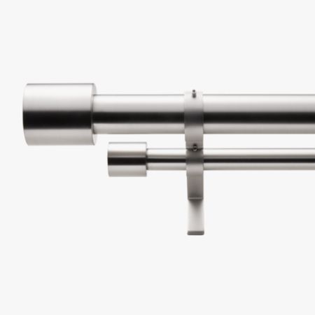 Brushed Nickel Cap Finial Double Rod Curtain Rod Set 48 88 Cb2