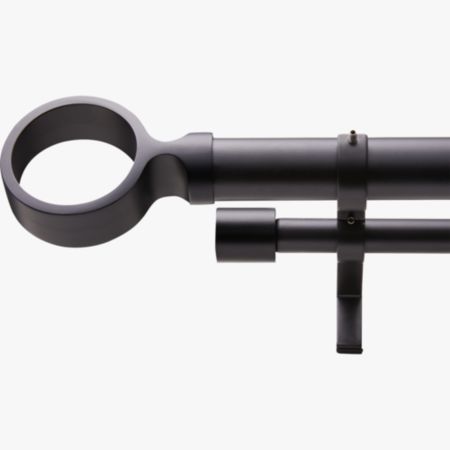 Matte Black Ring Finial Double Rod Curtain Rod Set 88 120 Cb2
