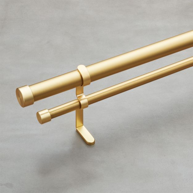Brushed Brass Double Rod Curtain Rod Set 48"88" + Reviews CB2