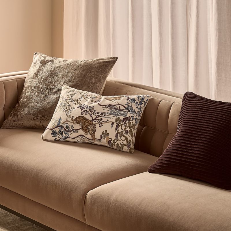 Paola Pleated Dark Brown Velvet Throw Pillow with Feather-Down Insert 20''x20" - image 6 of 8