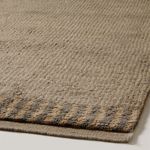 de Nimes Sepia Brown Stripe New Zealand Wool Area Rug by Todd Snyder