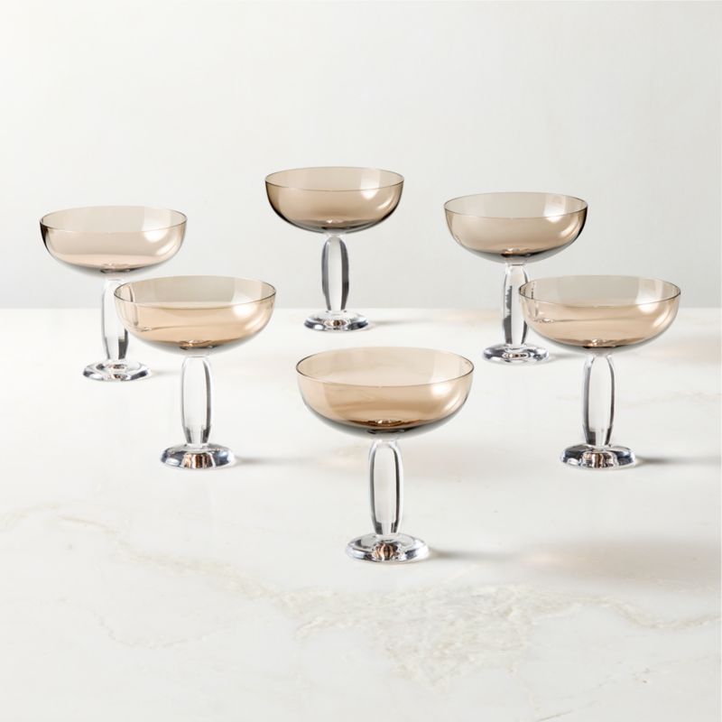 Dean Inom Smoked Coupe Glasses Set of 6 by Casa Dean by Swizz Beatz - image 2 of 5