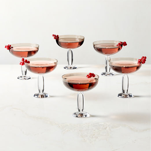 Dean Inom Smoked Coupe Glasses Set of 6 by Casa Dean by Swizz Beatz