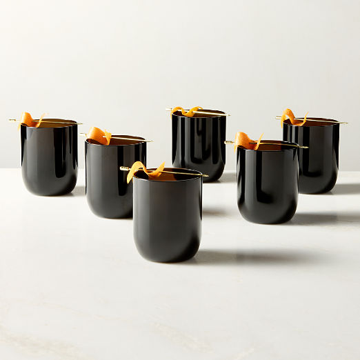 Dean Inom Smoked Double Old-Fashioned Glasses Set of 6 by Casa Dean by Swizz Beatz